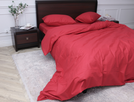 Двоспальний набір однотонної постільної білизни 180*220 із Бязі "Gold" №151069 Черешенька™