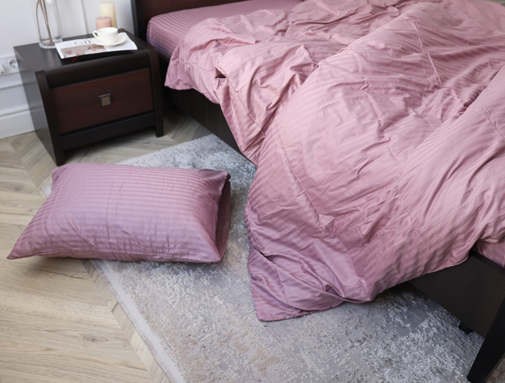 Євро-максі набір постільної білизни 200*220 зі Страйп Сатину №17-1511 Черешенка™