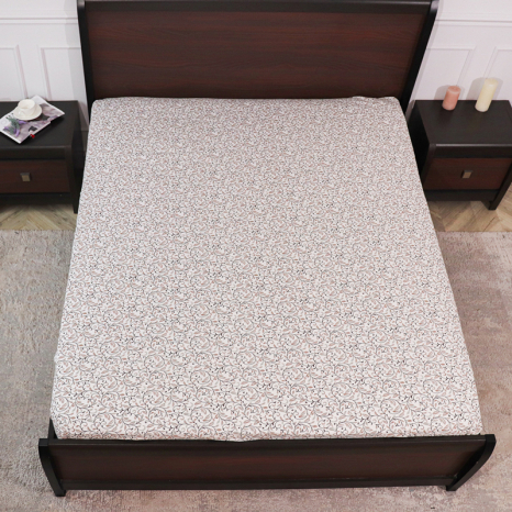 Простынь на резинке (180*200*25) бежевый вензель №663010