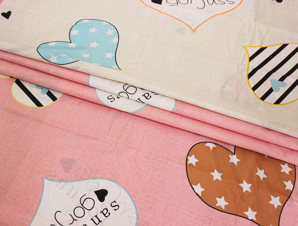 Ткань для постельного белья Бязь "Gold" Lux "Сердечные дела" GL4152 (A+B) - (50м+50м).