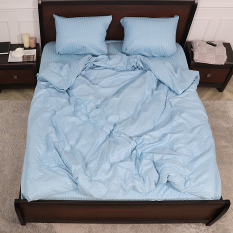 Полуторний набір постільної білизни 150*220 із мікрофібри в смужку №206020 Черешенка™