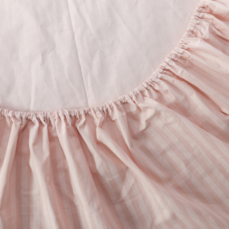 Простынь на резинке (90*200*25) в полоску персиковая №10024