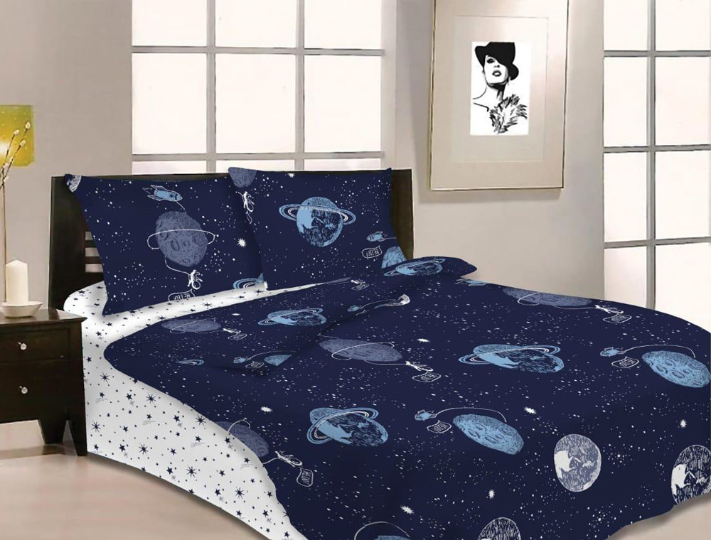 Ткань для постельного белья Бязь "Gold" Lux "Неизведанная вселенная" GL1648 (A+B) - (50м+50м)