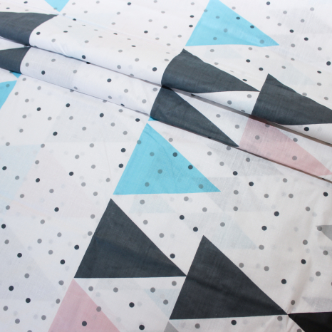 Тканина для постільної білизни Бязь "Gold" Lux "Геометричний принт (трикутники)" GL4043