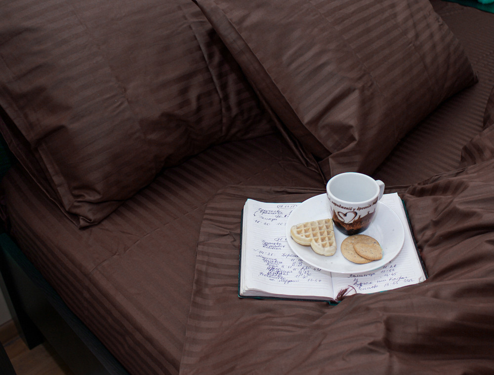 Євро-максі набір постільної білизни 200*220 зі Страйп Сатину №501420 Черешенка™