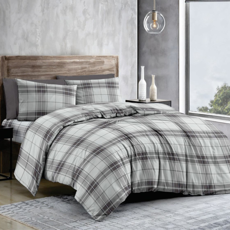 Ткань для постельного белья Бязь "Gold" Lux клетка GL1235grey