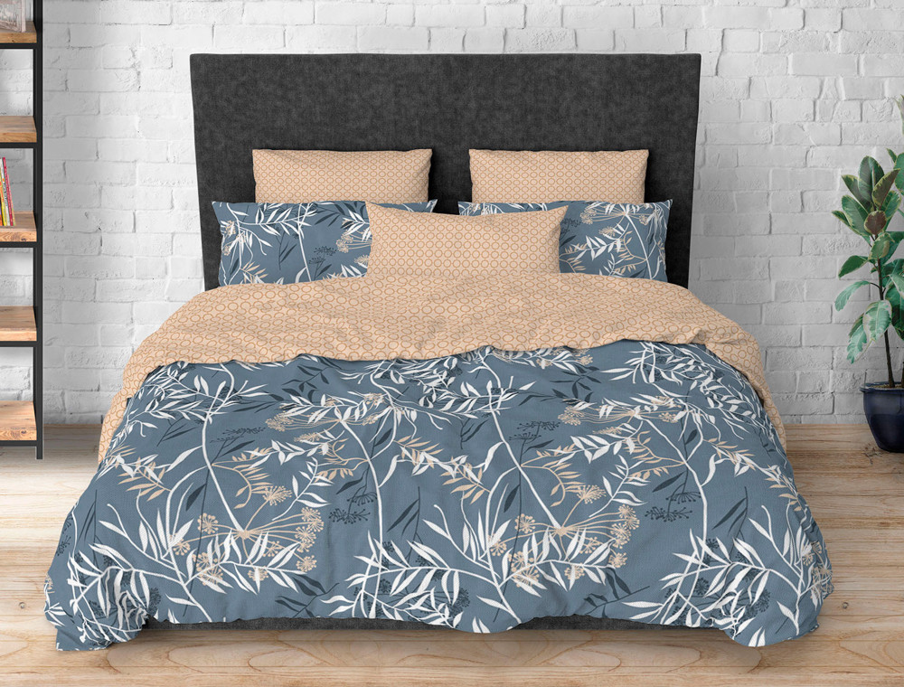 Двуспальный набор постельного белья 180*220 из Бязи "Gold" с простынью на резинке №144925AB Черешенка™