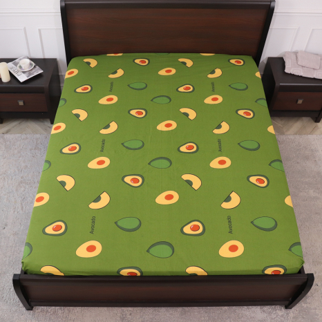 Простирадло на резинці (140*200*25) зелене з фруктовим принтом №66360