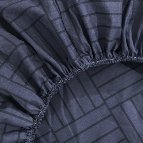 Простынь на резинке (90*200*25) серая с геометрическим принтом №667753