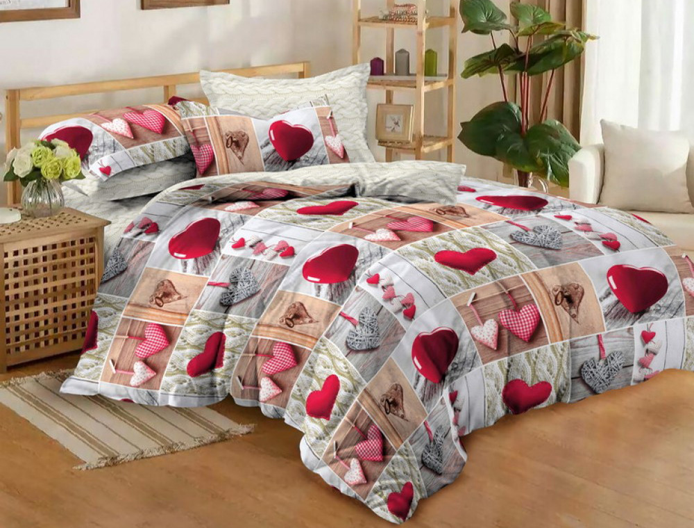 Євро-максі набір постільної білизни 200*220 із Бязі "Gold" з простирадлом на резинці №144085 Черешенька™