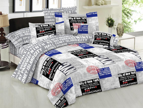 Ткань для постельного белья Бязь "Gold" Lux "Мечта Нью-Йорка" GL1321A