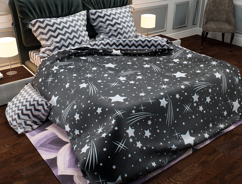 Ткань для постельного белья Бязь "Gold" Lux "Звездопад" GL1337 (A+B) - (50м+50м)