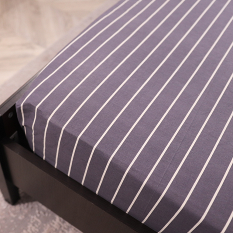 Простирадло на резинці (90*200*25) сіра смужка №661210