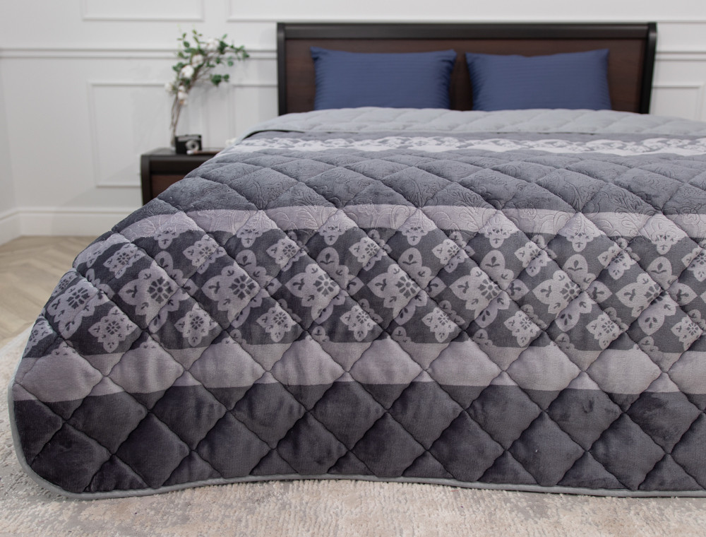 Полуторне флісове стьобане покривало №55033