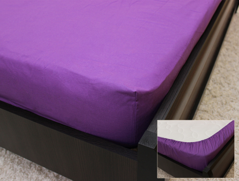 Комплект простирадла на резинці з наволочками (160*200*25) фіолетовий