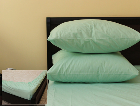 Комплект простирадла на резинці з наволочками (180*200*25) світла м'ята