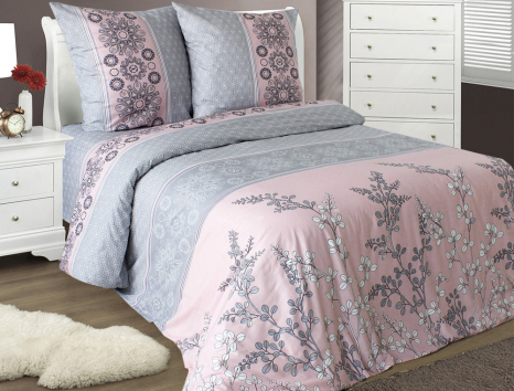 Тканина для постільної білизни Бязь "Gold" Lux "Абстрактний квітковий принт (рожевий)" GL4167