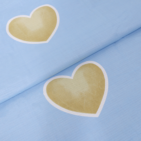 Ткань для постельного белья Бязь "Gold" Lux "Сердечно-звездный принт" GL1640 (A+B) - (50м+50м)