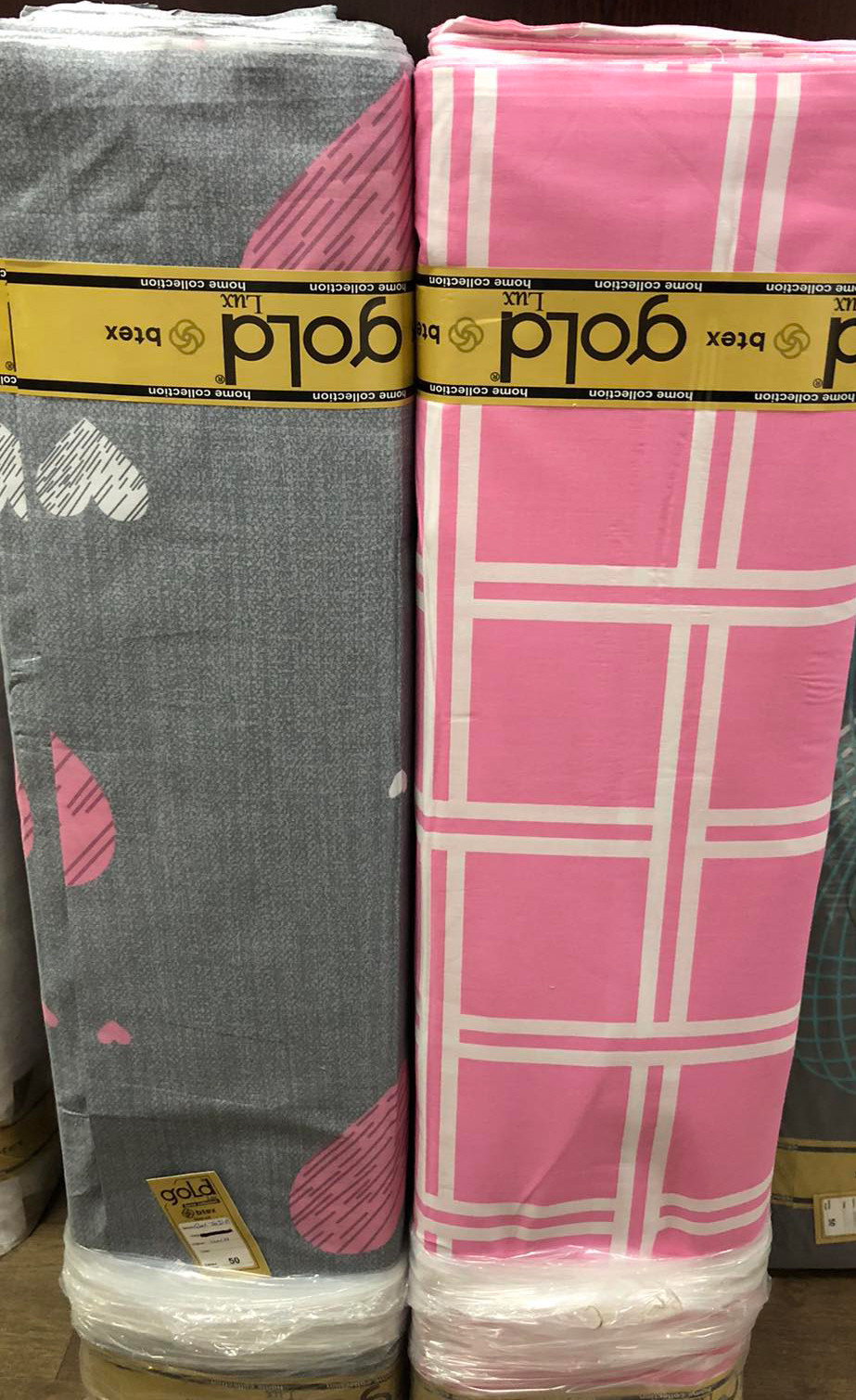 Ткань для постельного белья Бязь "Gold" Lux "Розовые сердца" GL5033 (A+B) - (50м+50м)