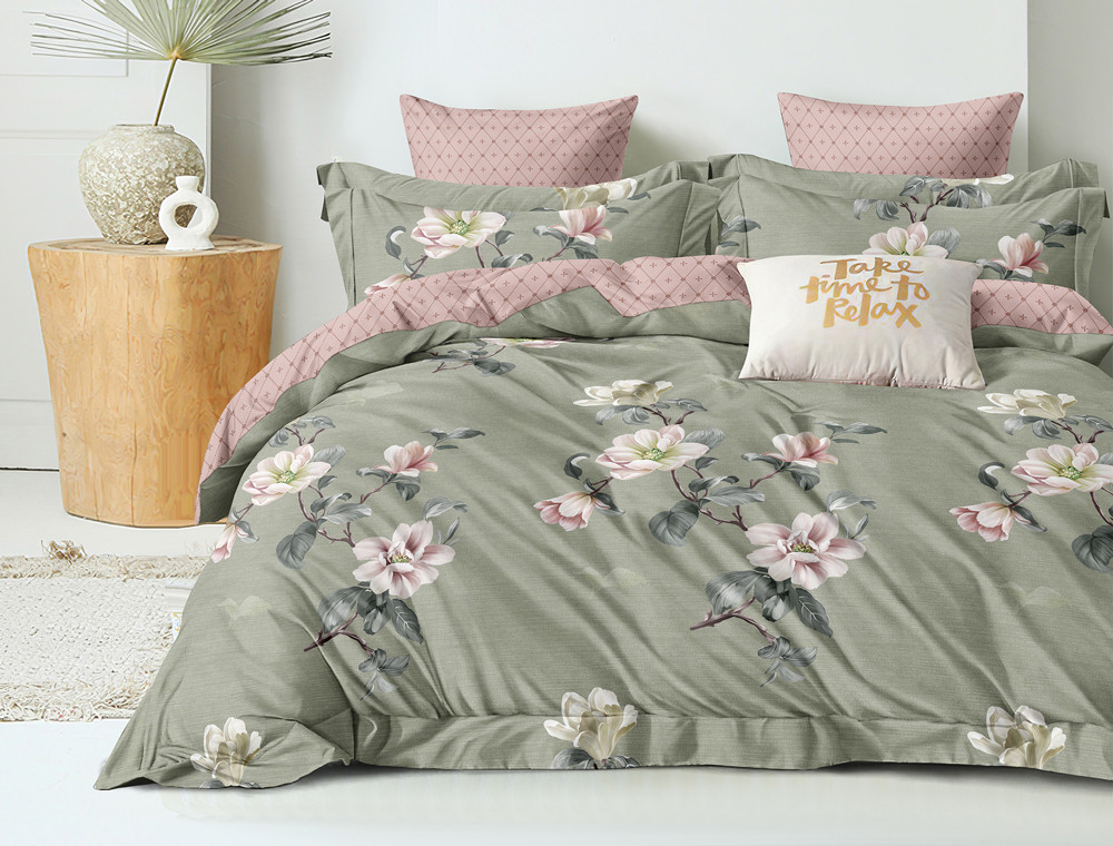 Семейный набор хлопкового постельного белья из Сатина №44218AB Черешенка™