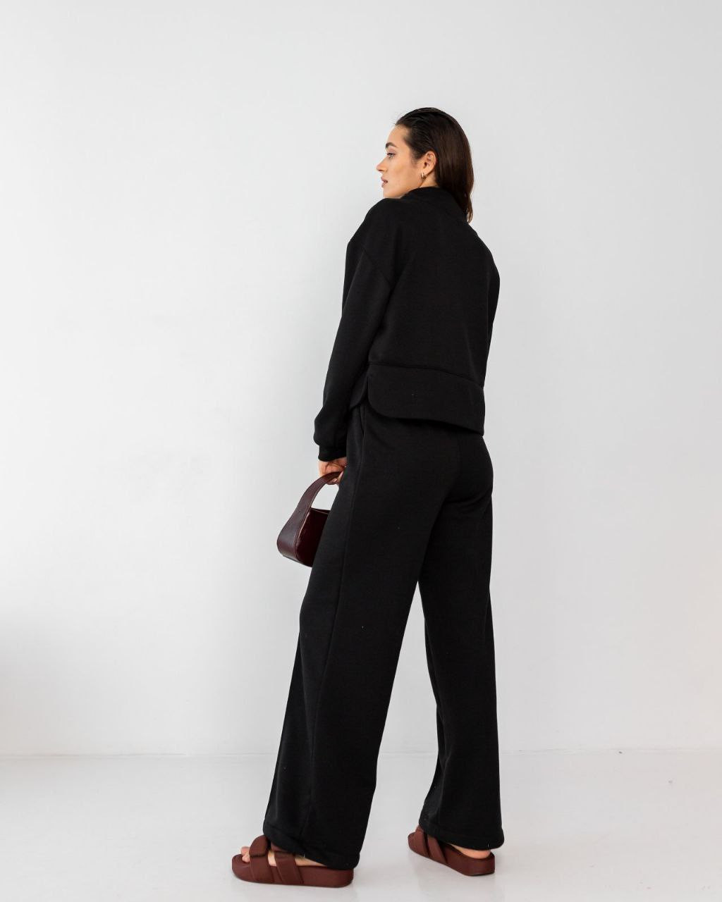 Жіночий костюм зі штанами палаццо (Розмір S) чорний №205_0020