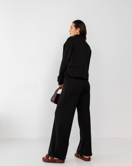 Жіночий костюм зі штанами палаццо (Розмір S) чорний №205_0020