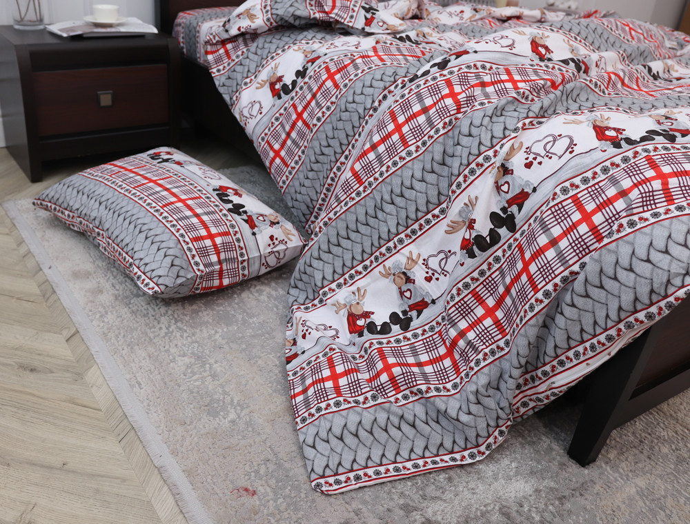 Полуторний набір постільної білизни 150*220 з Фланелі №95327 Черешенка™