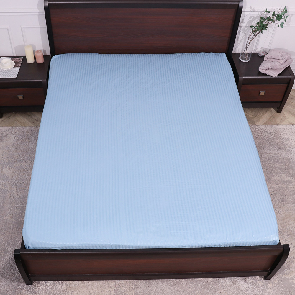 Простирадло на резинці (90*200*25) блакитна смужка №3120