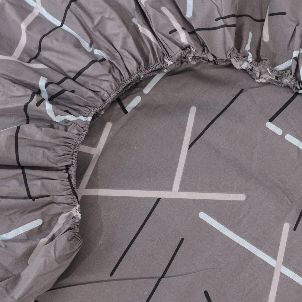 Простынь на резинке (90*200*25) серая с геометрическим принтом №661692