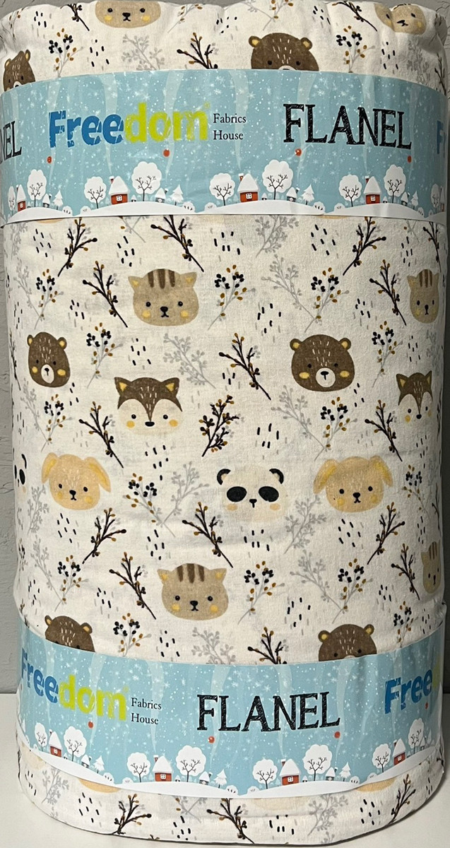 Тканина для постільної білизни Фланель (байка) дитяча FLB1070white (25м)