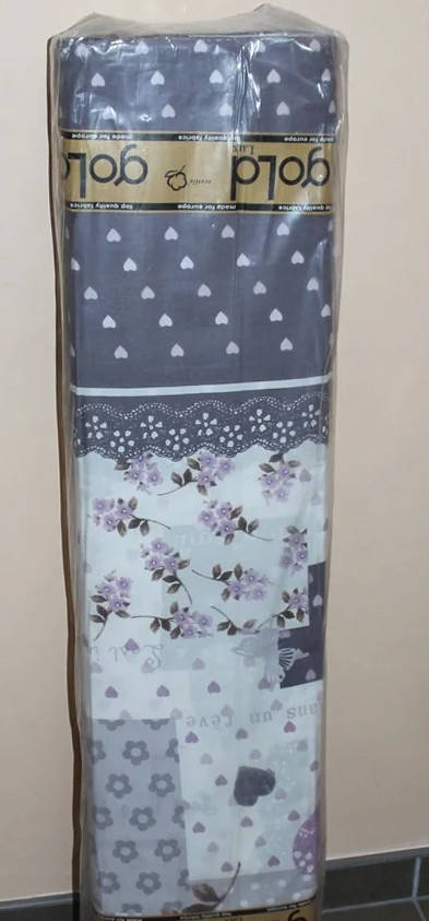 Ткань для постельного белья Бязь "Gold" Lux "Сердце (серый)"  GL1053A