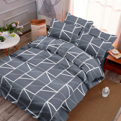 Ткань для постельного белья Бязь "Gold" Lux "Геометрическая система (серый)" GL3865