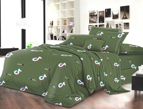 Ткань для постельного белья Бязь "Gold" Lux "Повышения настроения (Зеленый)" GL3916