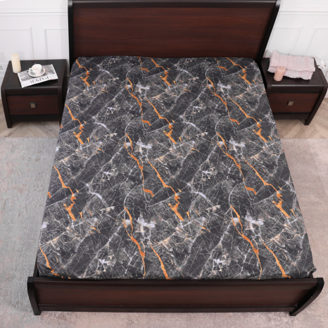 Простынь на резинке (90*200*25) черный мрамор №6680931