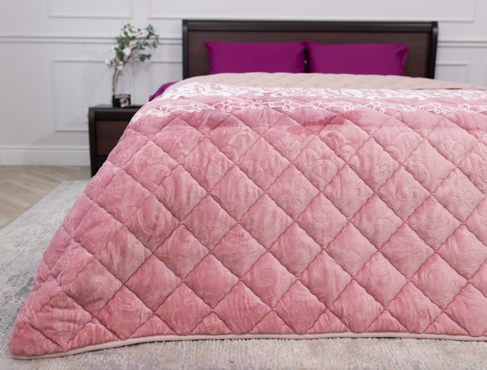 Двоспальне флісове стьобане покривало №55042