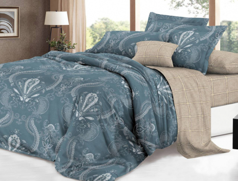 Полуторный набор постельного белья 150*220 из Сатина №51AB Черешенка™