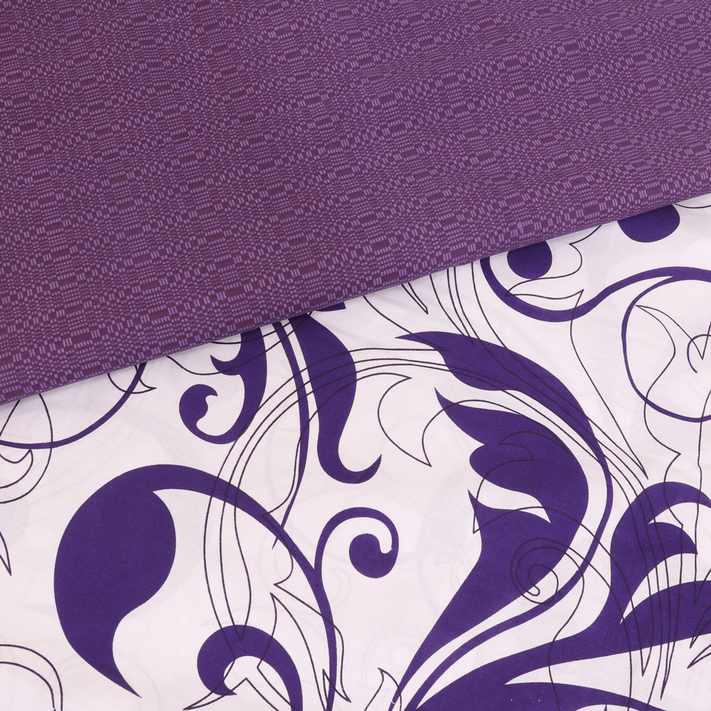 Ткань для постельного белья Бязь "Gold" Lux "Завитки (фиолетовый)" GL051 (A+B) - (50м+50м)