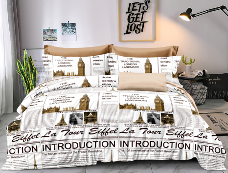 Сімейний набір постільної білизни із Сатину №866AB Черешенка™