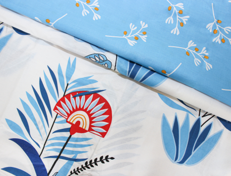 Тканина для постільної білизни Бязь "Gold" Lux "Стилізована галявина (білий)" GL1259 (A+B) - (50м+50м)