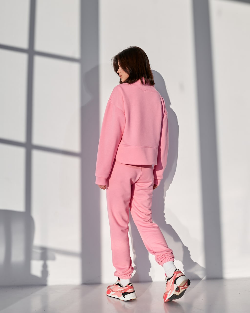 Жіночий костюм із джогерами (Розмір S) рожевий №215_0021