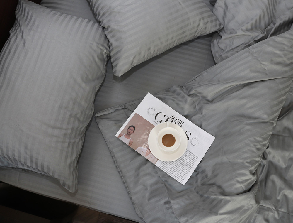 Євро-максі набір постільної білизни 200*220 зі Страйп Сатину №17-4402 Черешенка™