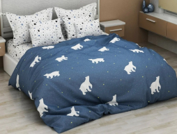 Тканина для постільної білизни Бязь "Gold" Lux "Білі ведмедики" GL1234 (A+B) - (50м+50м)