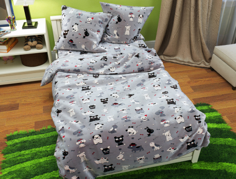 Ткань для постельного белья Бязь "Gold" Lux детская GLB7358grey