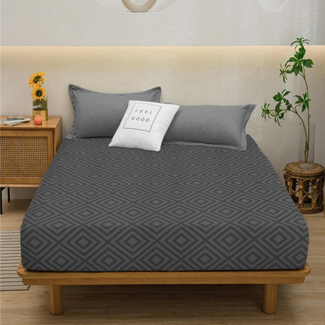 Простирадло на резинці (90*200*25) графіт ромб №127