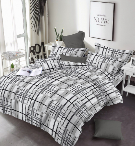 Ткань для постельного белья Бязь "Gold" Lux  с геометрическим принтом GL16980grey