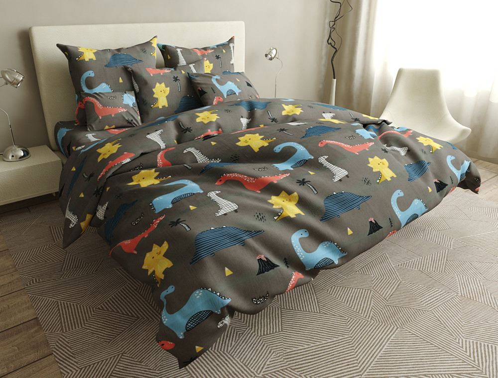 Ткань для постельного белья Бязь "Gold" Lux детская "Мир динозавров" GLB4520