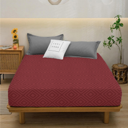 Простирадло на резинці (90*200*25) червоний ромб №164