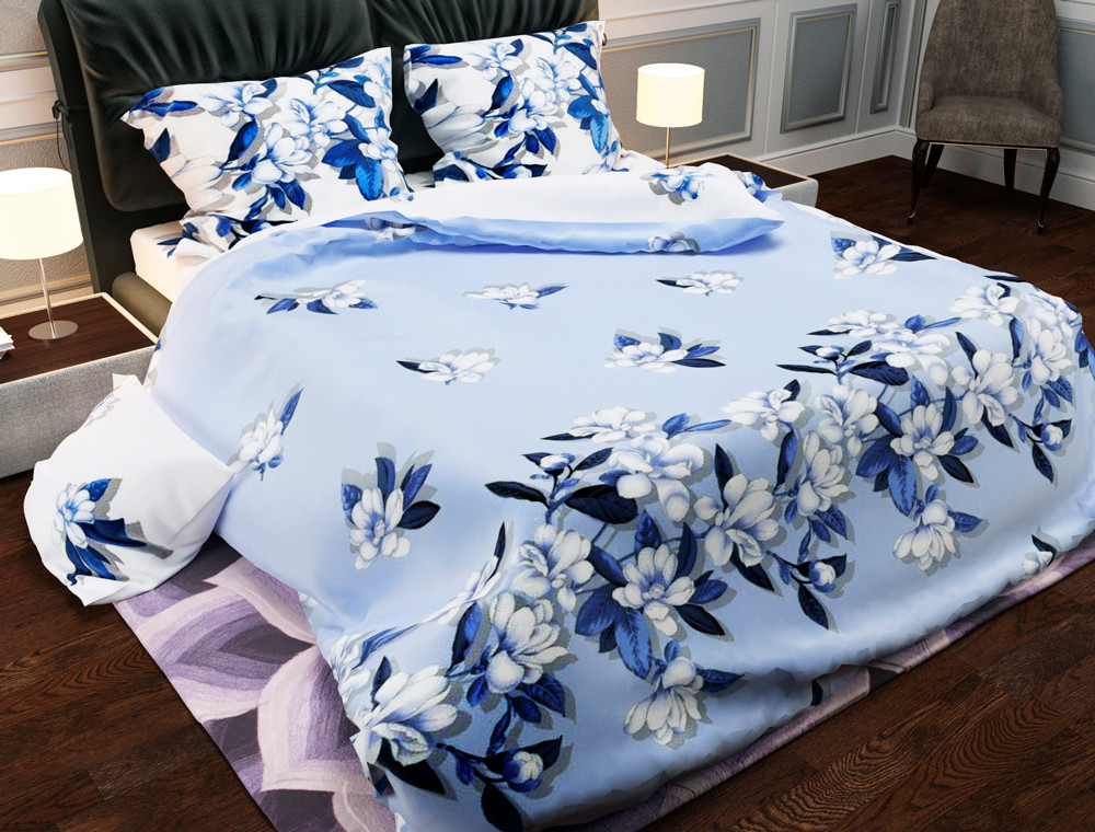 Ткань для постельного белья Бязь "Gold" Lux "Красивый цветочный принт" GL060 (A+B) - (50м+50м)