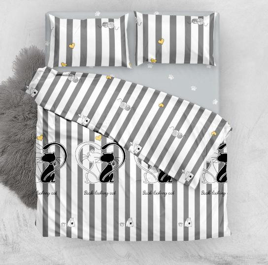 Ткань для постельного белья Бязь "Gold" Lux "Кошачья история" GL3875