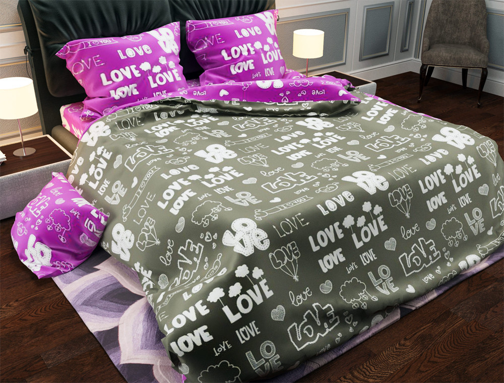 Сімейний набір постільної білизни із Бязі "Gold" №15727AB Черешенка™